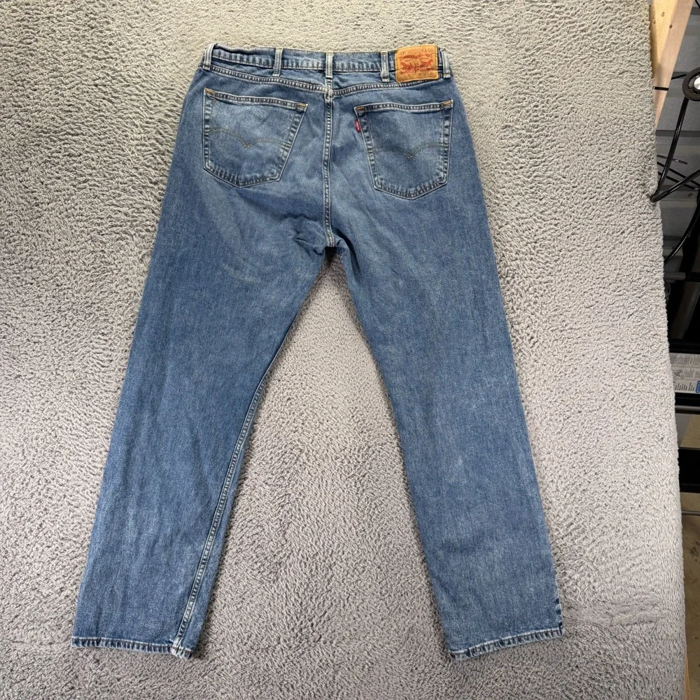 Levi's 505 Jeans Men 36x31 Blue Cotton Denim Straight Leg Faded Workwear Stretch